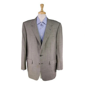 Davide Cenci Black/White Woven Super 100's Wool 2-Btn Sportcoat Blazer 44R
